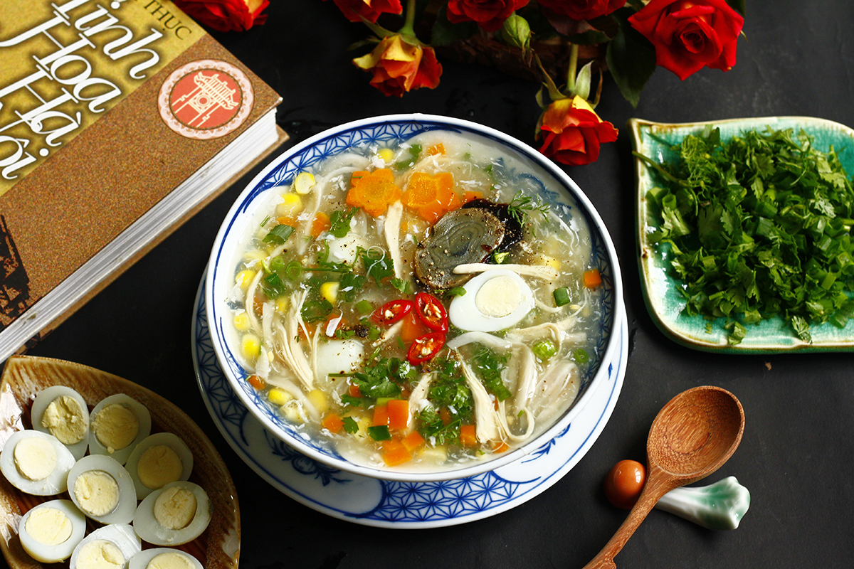 Cách nấu súp gà ngô nấm